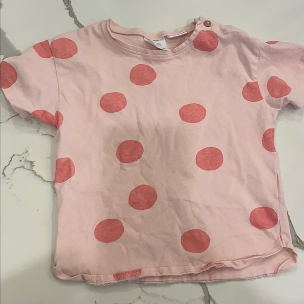 Zara pink polka dot tshirt